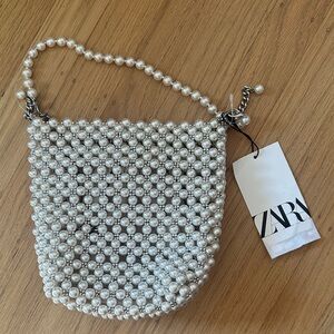 Zara Pearl Beaded Shoulder Bag